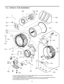 Drum And Tub Assembly Diagram and Parts List for FH3H2CDNV2 ABWEVEU LG Washer