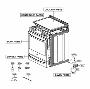 Main Diagram and Parts List for LSE4617ST ASTLLGA LG Range