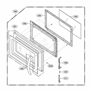 Door Parts Diagram and Parts List for LMV1813ST CSBELGA LG Microwave
