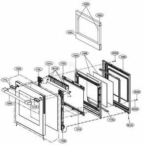 Door Parts Diagram and Parts List for UPSG3014ST AS1ESGN LG Wall Oven