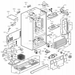 Case Parts Diagram and Parts List for 75552 ASWCSEF LG Refrigerator