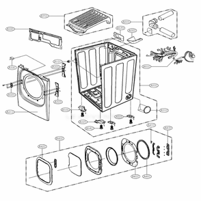 Cabinet And Door Assembly Parts Diagram and Parts List for DLE2601R ACREEUS LG Dryer