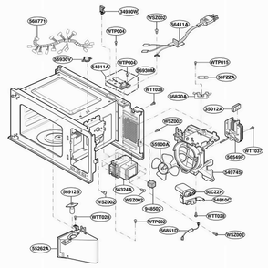 Interior Parts Diagram and Parts List for JE1360BC ABKEGEU LG Range