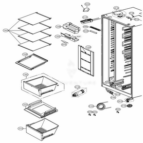 Refrigerator Compartment Diagram and Parts List for LSXS26386D ASBCNA5 LG Refrigerator