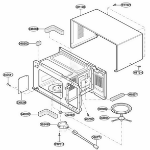Oven Cavity Parts Diagram and Parts List for YMT1130SGB SGEWPC LG Range