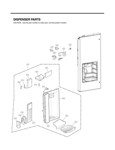Dispenser Parts Diagram and Parts List for GC-J258GSXL ASTCNA0 LG Refrigerator