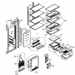Refrigerator Compartment Diagram and Parts List for LSSB2791ST ASTCNA0 LG Refrigerator