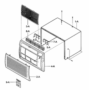 Cabinet/front Grille Assy Diagram and Parts List for 58076105700  Kenmore Air Conditioner