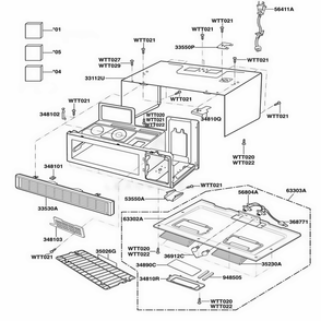 Oven Cavity Parts Diagram and Parts List for ACO1180AW AWHEAMA LG Range