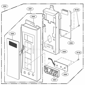 Control Parts Diagram and Parts List for 80824 AB6ESEA LG Range