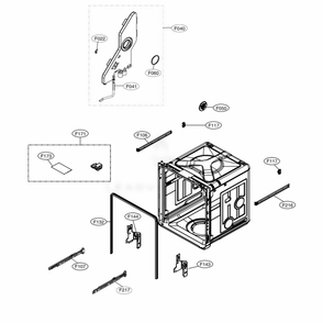 Tub Assembly Diagram and Parts List for 14677 ABDESEU LG Dishwasher