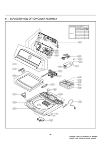 Top Cover Assembly Diagram and Parts List for T1490SEHTW ABWETUS LG Washer