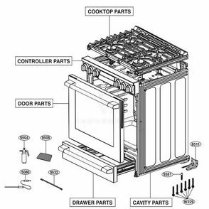 Main Diagram and Parts List for UPSG3014ST ASTESGN LG Wall Oven