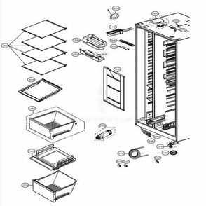 Refrigerator Compartment Diagram and Parts List for LSXS26466S ASTCNA2 LG Refrigerator
