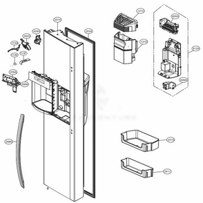 Freezer Door Diagram and Parts List for LSXS26336S ASTCNA2 LG Refrigerator
