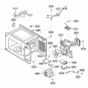 Interior Parts 2 Diagram and Parts List for 62462 AWHESEA LG Wall Oven