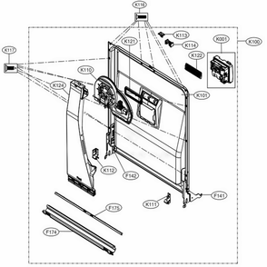 Door Liner Assembly Diagram and Parts List for LDP5676BD ABDEEUS LG Dishwasher