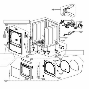 Cabinet And Door Assembly Diagram and Parts List for DLE1001F ASFEEUS LG Dryer