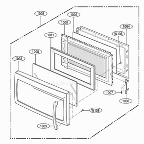 Door Parts Diagram and Parts List for JMV8196ACW AWHEJEC LG Range