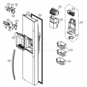 Freezer Door Diagram and Parts List for 51867 ASBCSE0 LG Refrigerator