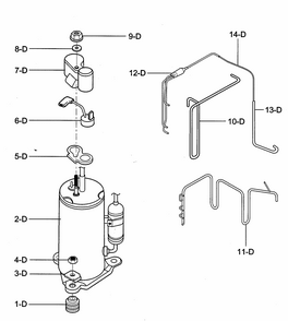 Compressor Parts Diagram and Parts List for 58072082200  Kenmore Air Conditioner