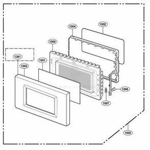 Door Parts Diagram and Parts List for 62464 CB6ESEA LG Wall Oven