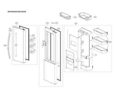 Refrigerator Door Parts Diagram and Parts List for LSXS26366D 09 LG Refrigerator