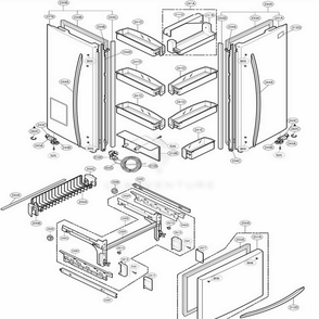 Door Parts Diagram and Parts List for 78549 AWB3SER LG Refrigerator