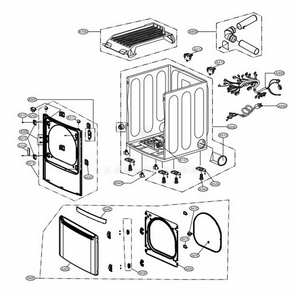 Cabinet And Door Assembly: Gas Type Diagram and Parts List for DLG7101W ABWEEUS LG Dryer