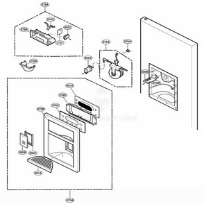 Dispenser Parts Diagram and Parts List for 79742 ASWCSEF LG Refrigerator