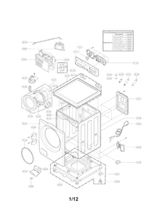 Cabinet And Control Panel Assembly Parts Diagram and Parts List for WM3470HWA 00 LG Washer