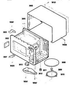 Oven Cavity Diagram and Parts List for 7218952290  Kenmore Microwave