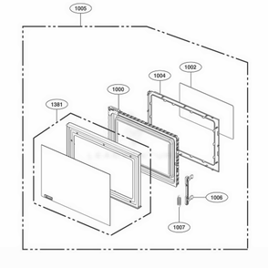 Door Parts Diagram and Parts List for 66993 CS6ESEA LG Wall Oven