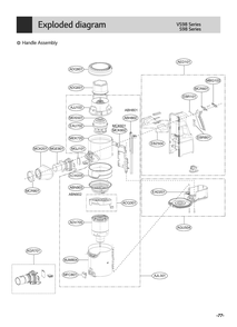 Handle Assembly Diagram and Parts List for A925KSM BFSELGA LG Upright Vacuum