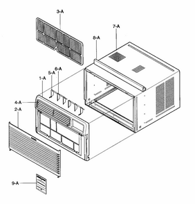 Cabinet/front Grille Assy Diagram and Parts List for 58076100700  Kenmore Air Conditioner