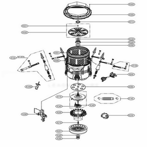 Tub Assembly Diagram and Parts List for 048231013635 ASSEEUS LG Washer Dryer Combo
