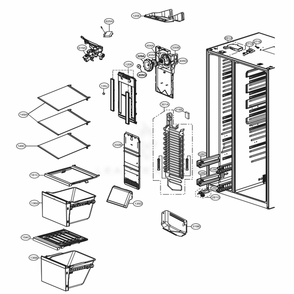 Freezer Compartment Diagram and Parts List for 51869 AWBCSE3 LG Refrigerator