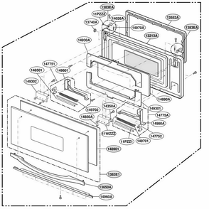 Door Parts Diagram and Parts List for SCB2001CSS ASTLGEU LG Microwave Oven Combo
