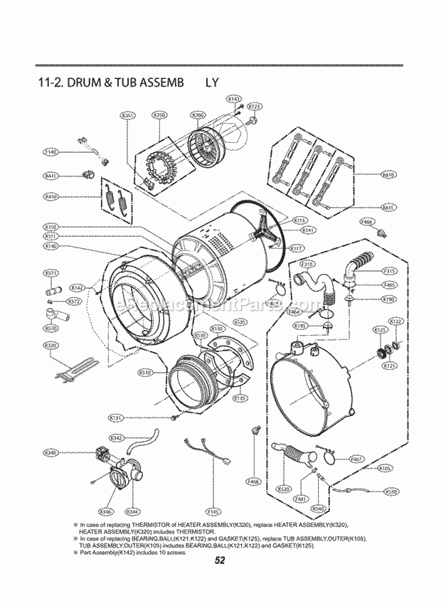 Part Location Diagram of MAP61913707 LG Washer Tub Bearing, Rear