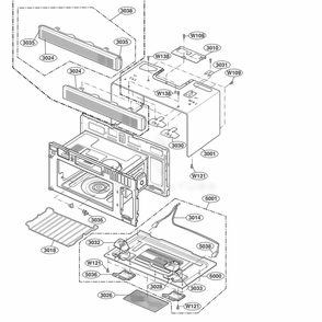 Oven Cavity Parts Diagram and Parts List for JMV8196ACB ABKEJEC LG Range