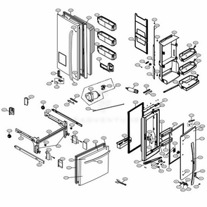 Door Parts Diagram and Parts List for 72379 AWBCSE2 LG Refrigerator
