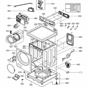 Cabinet And Control Panel Assemlby Diagram and Parts List for WM3370HVA ASSEPUS LG Washer