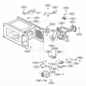 Interior Parts Diagram and Parts List for HMB405 CSBEBSU LG Wall Oven