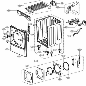 Cabinet And Door Assembly Diagram and Parts List for 91072 ABWESEU LG Dryer
