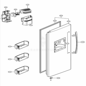 Freezer Door Diagram and Parts List for 51373 AST1SER LG Refrigerator
