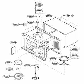 Oven Cavity Parts Diagram and Parts List for JE1860SH CSBEGEU LG Wall Oven