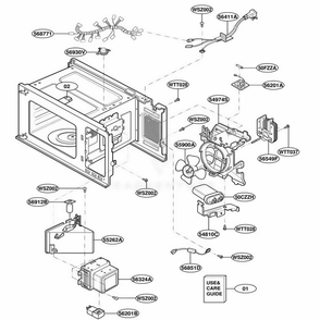 Interior Parts Diagram and Parts List for YMT3135SHQ M1EWPC LG Range
