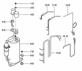 Compressor Parts Diagram and Parts List for 58072128200  Kenmore Air Conditioner