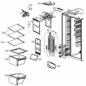 Freezer Compartment Diagram and Parts List for LSXS26386D ASBCNA5 LG Refrigerator