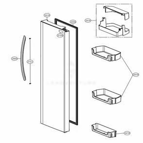 Freezer Compartment 1 Diagram and Parts List for LSXS26336S ASTCNA0 LG Refrigerator
